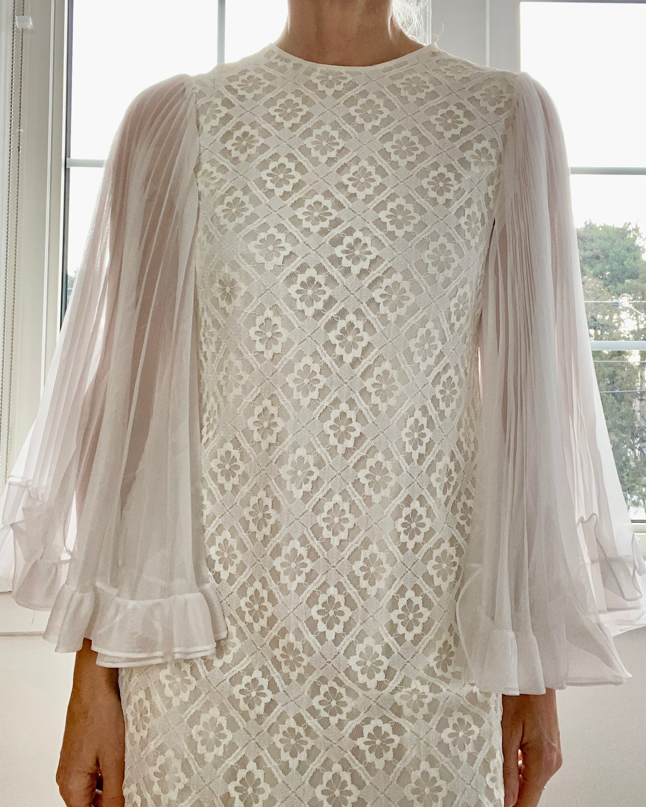 VINTAGE Lace and Chiffon Mini 1960s Dress