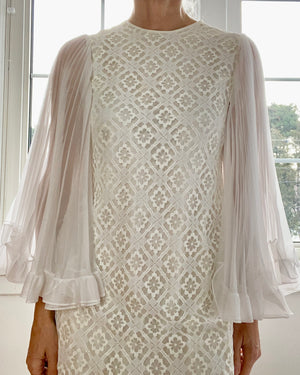VINTAGE Lace and Chiffon Mini 1960s Dress