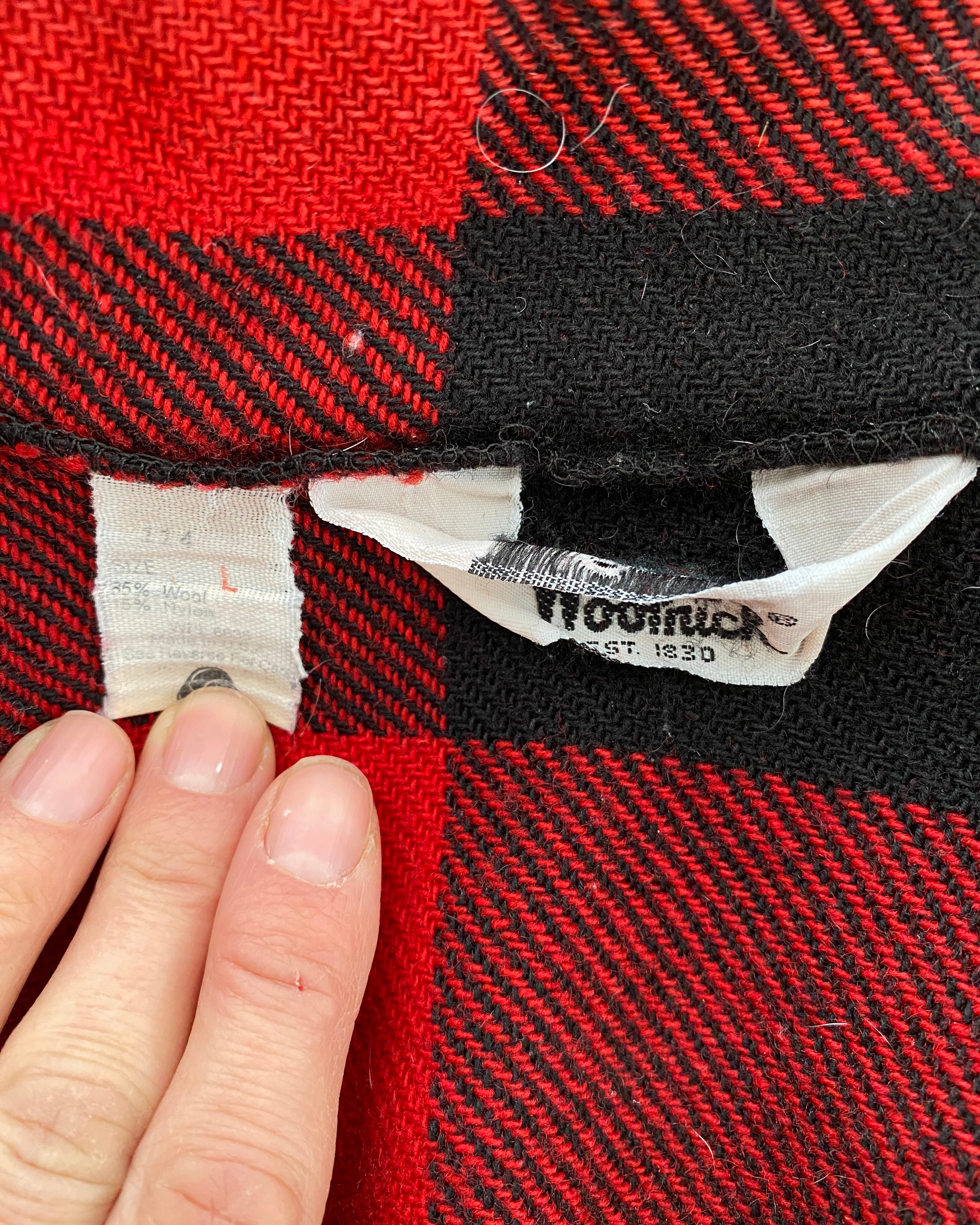 Vintage 1970s Woolrich Wool Buffalo Plaid Hunting Shacket Outdoorsman USA L
