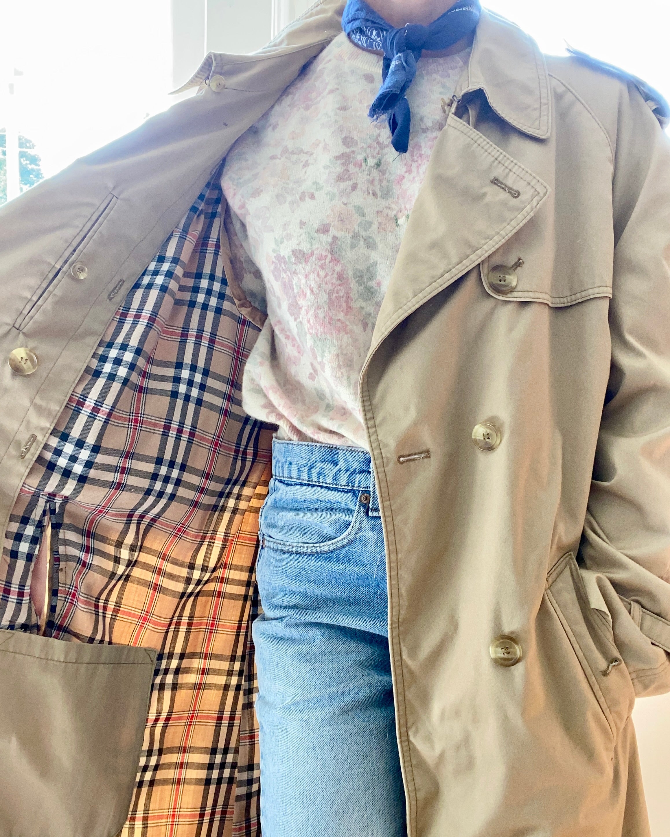 Vintage Classic Trench Coat With Wool Liner L