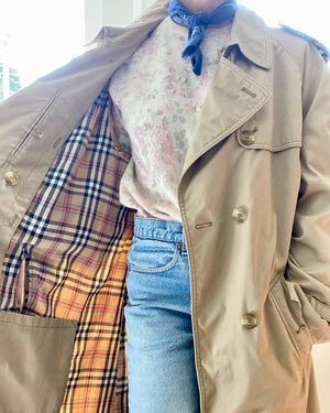 Vintage Classic Trench Coat With Wool Liner L