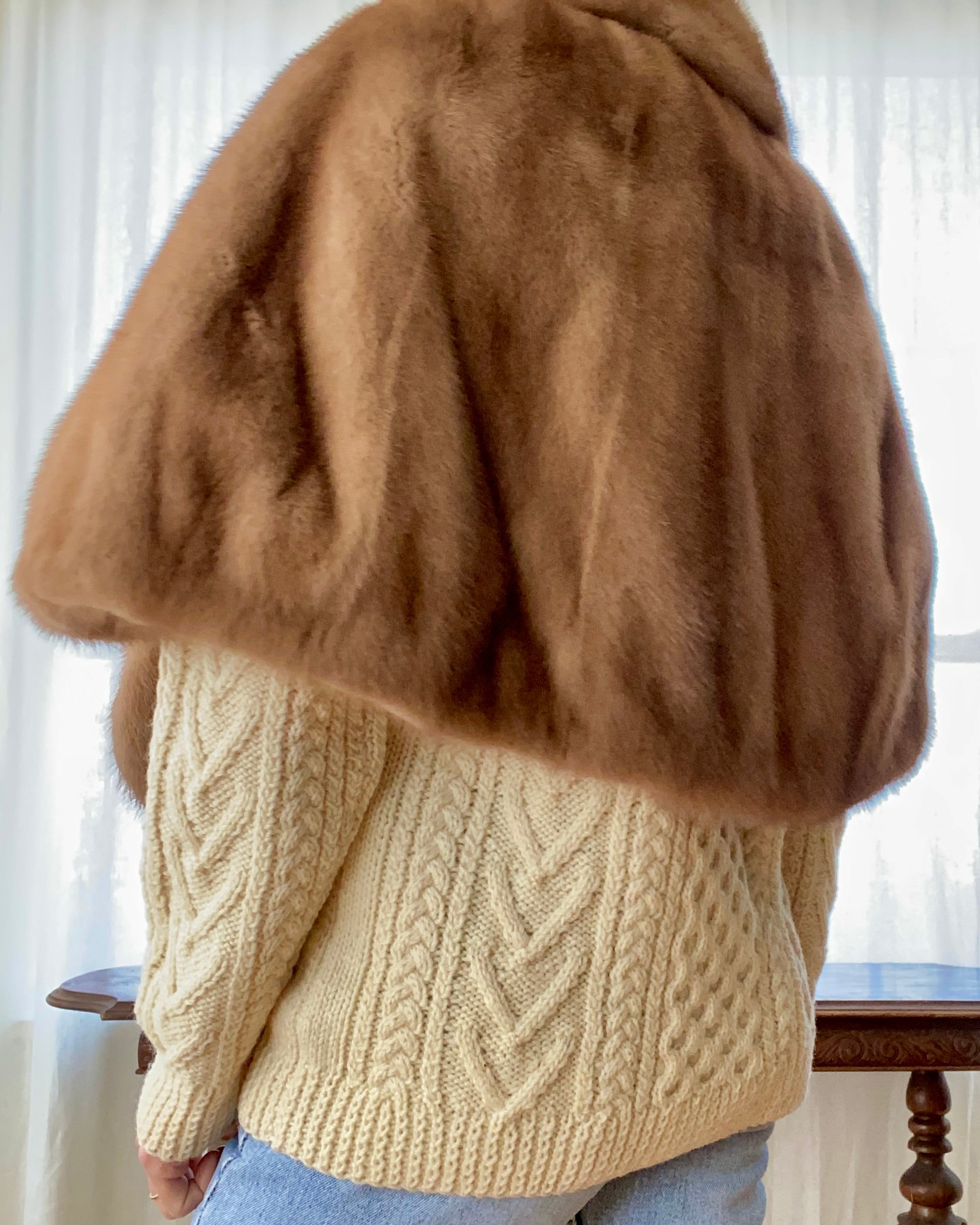 Vintage Blonde Mink Shawl Stole Cape Jacket