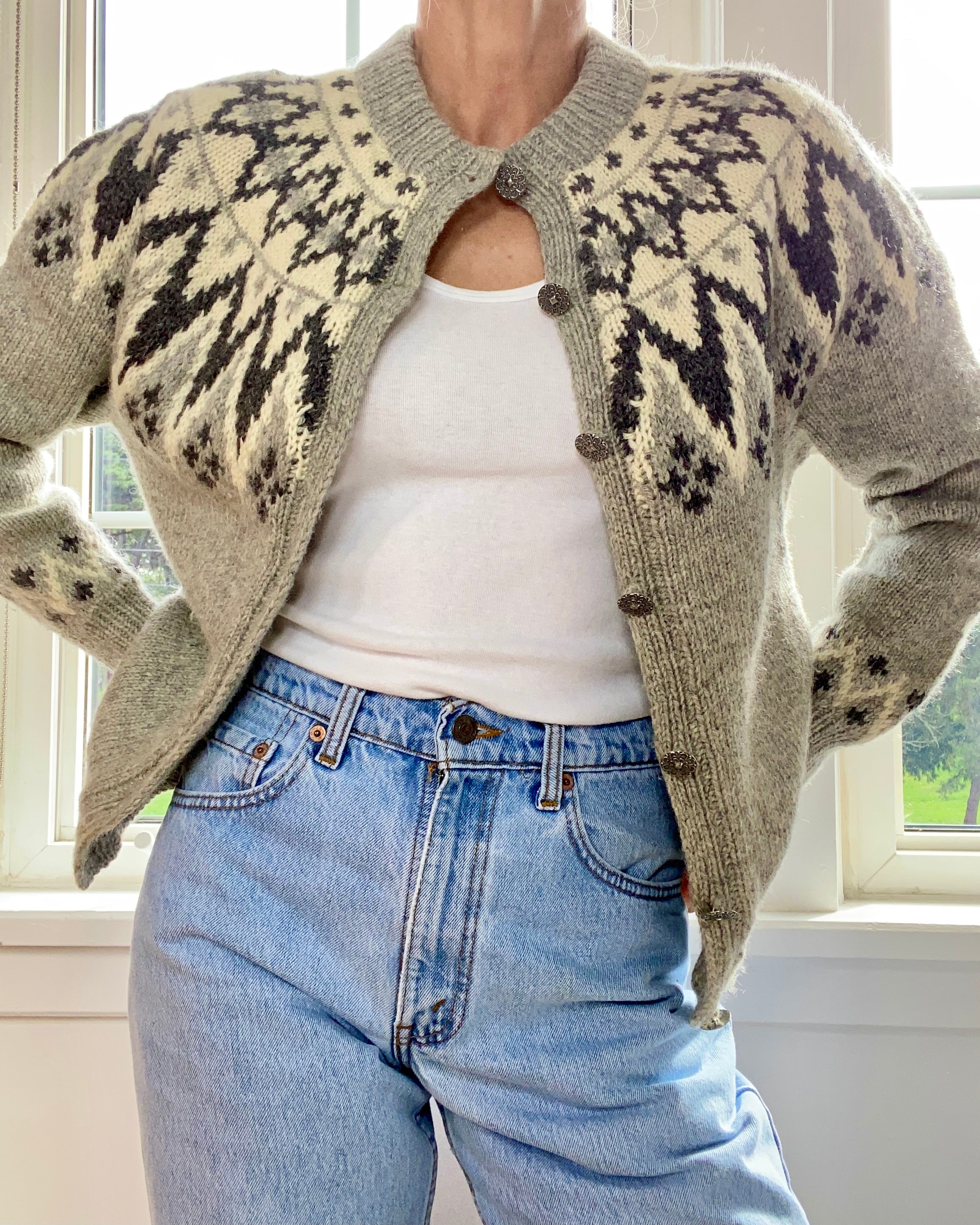 VINTAGE NORSE KNIT Cardigan Handknit in Norway