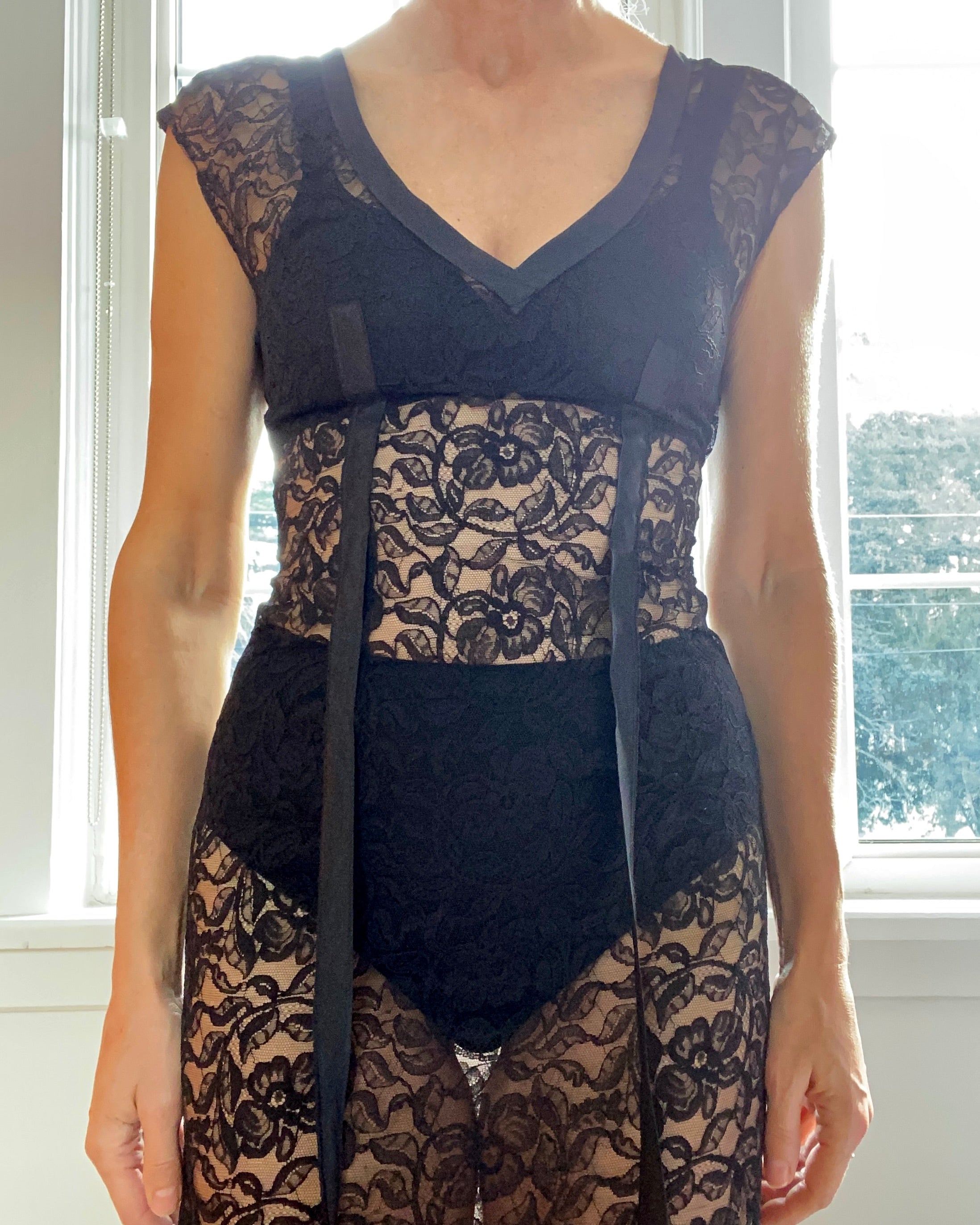 VINTAGE 1990s Black Lace Dress