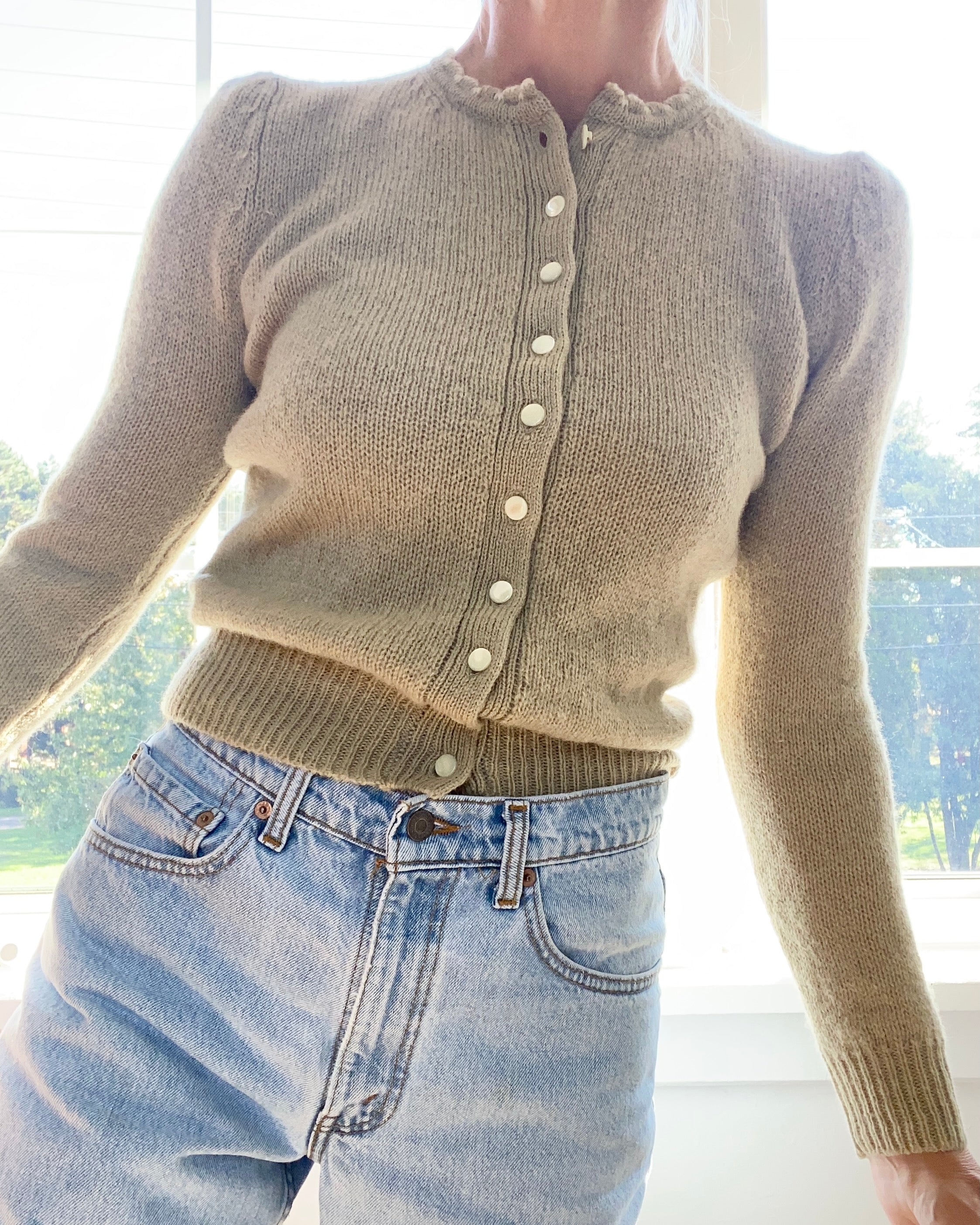Vintage Tyrolean Style Sage Cardigan S