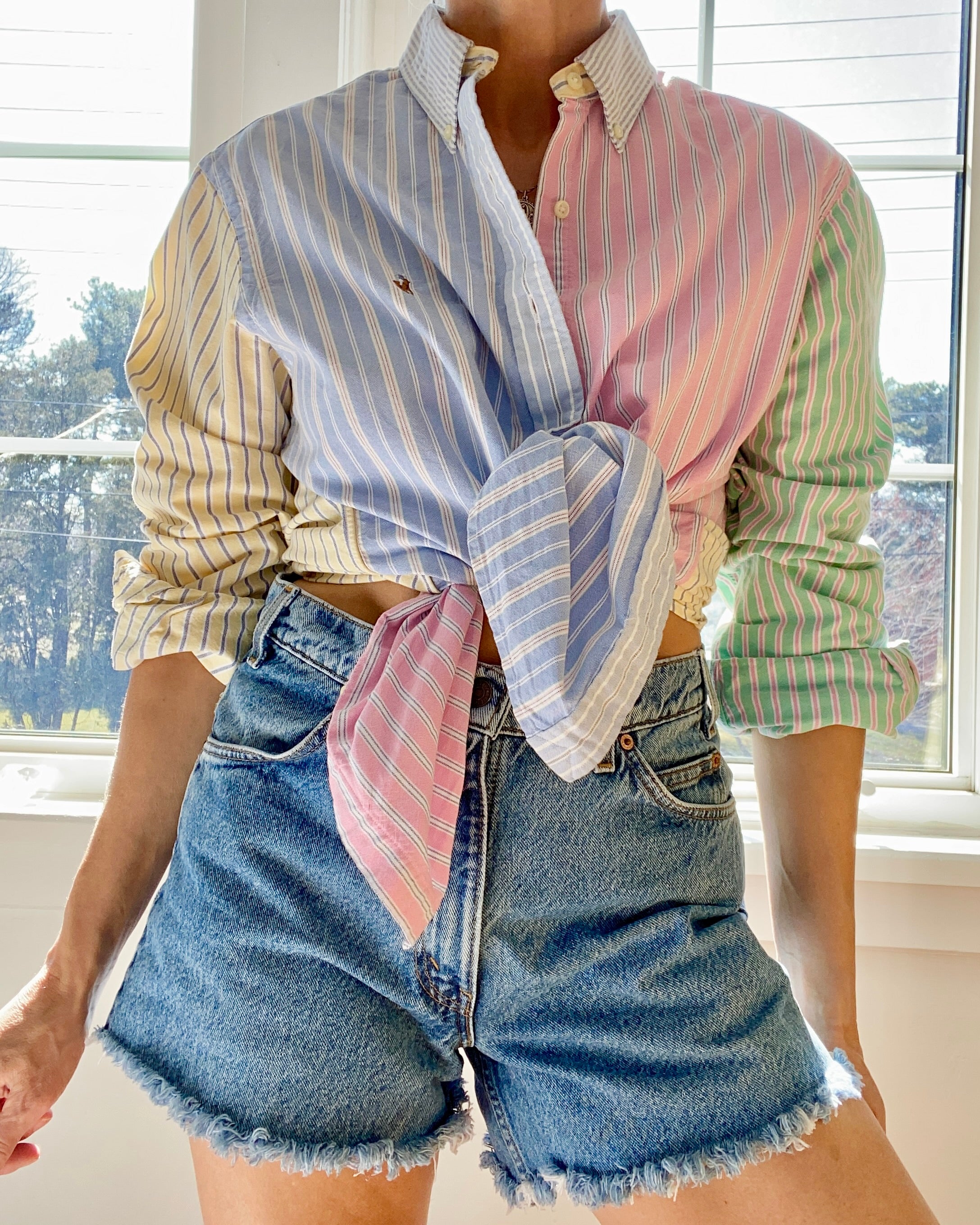 Vintage Ralph Lauren Mens Oxford Multi Stripe Shirt