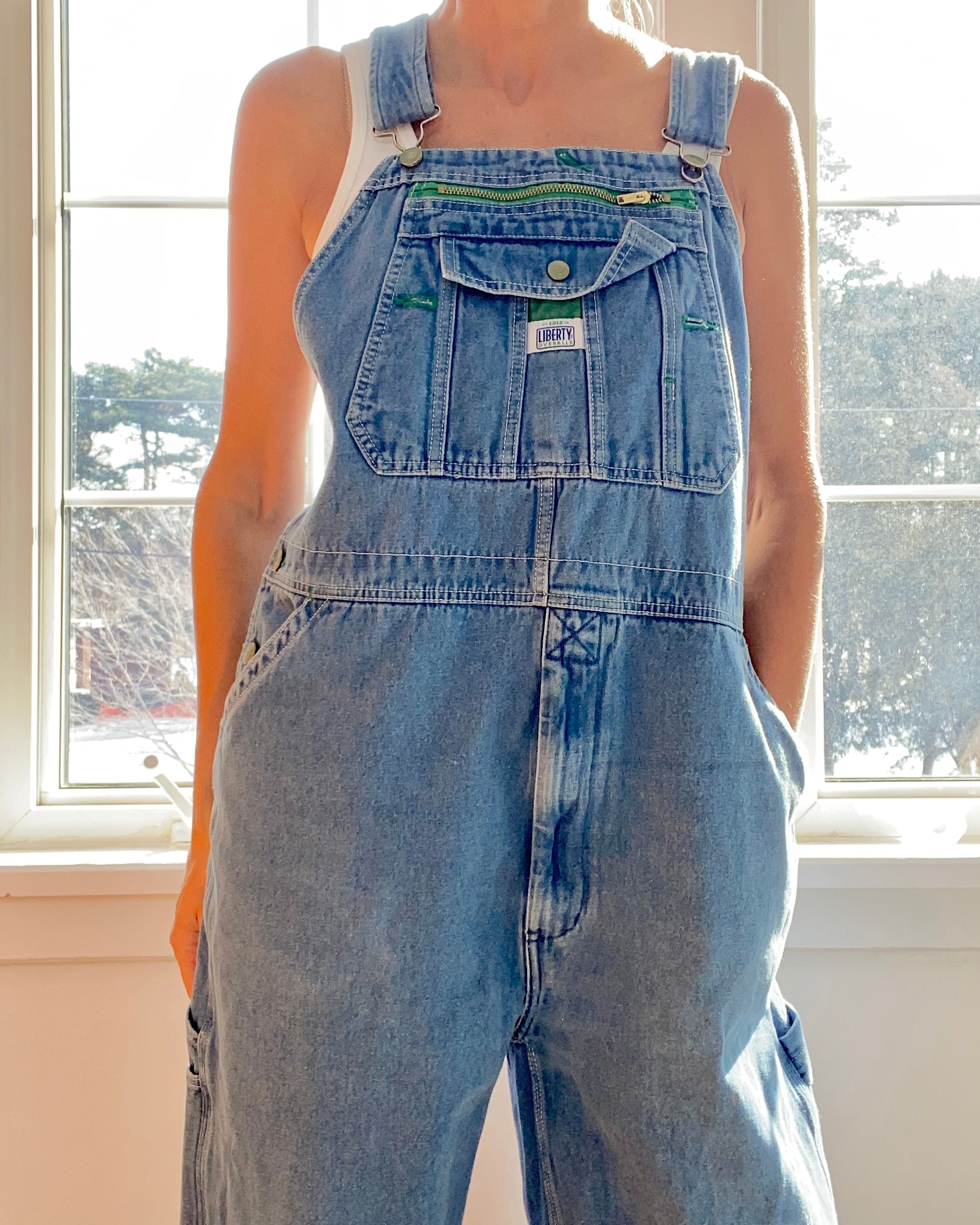 Vintage Liberty Denim Carpenter Overalls Light to Medium Wash Size L/XL