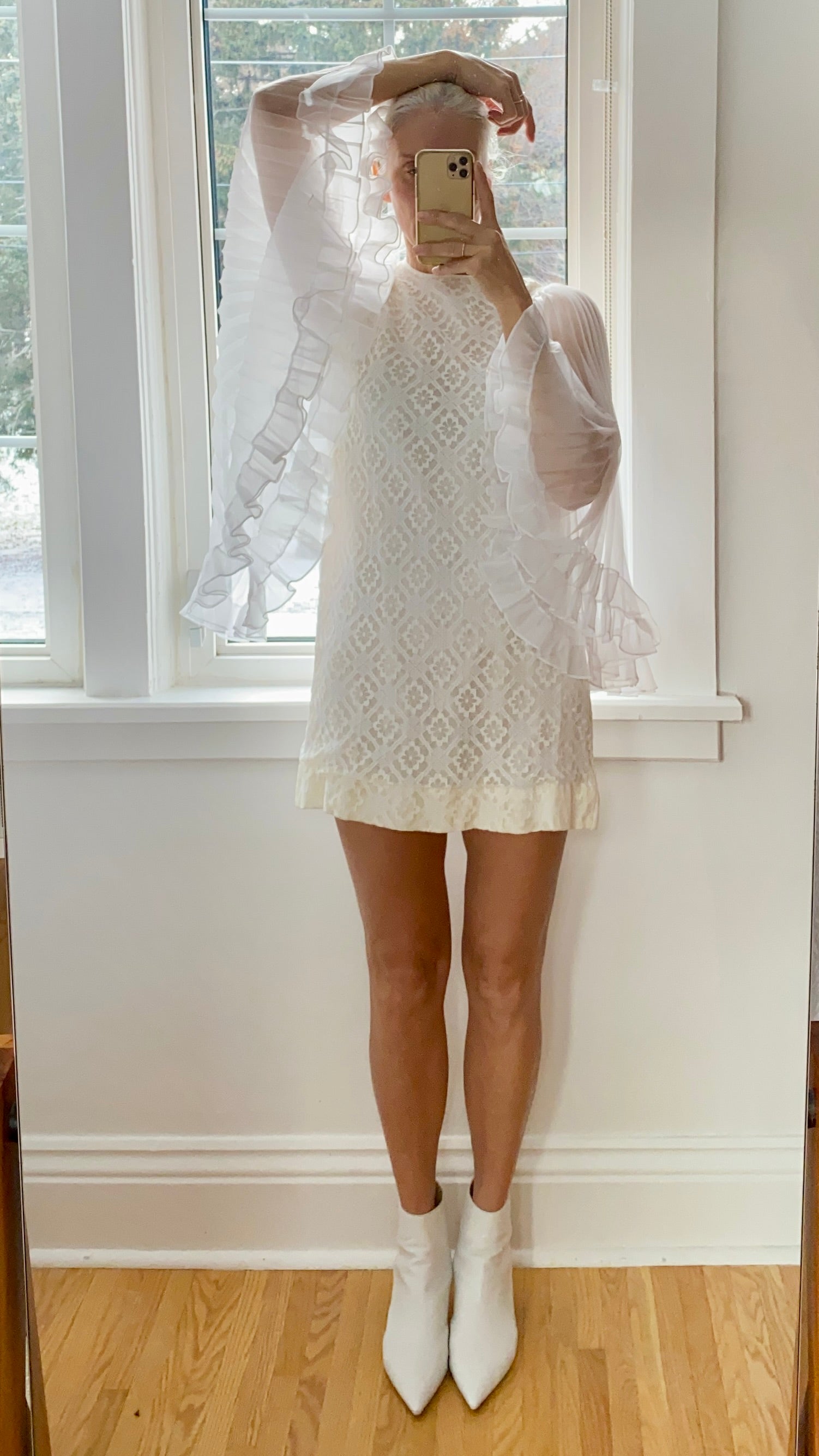 VINTAGE Lace and Chiffon Mini 1960s Dress