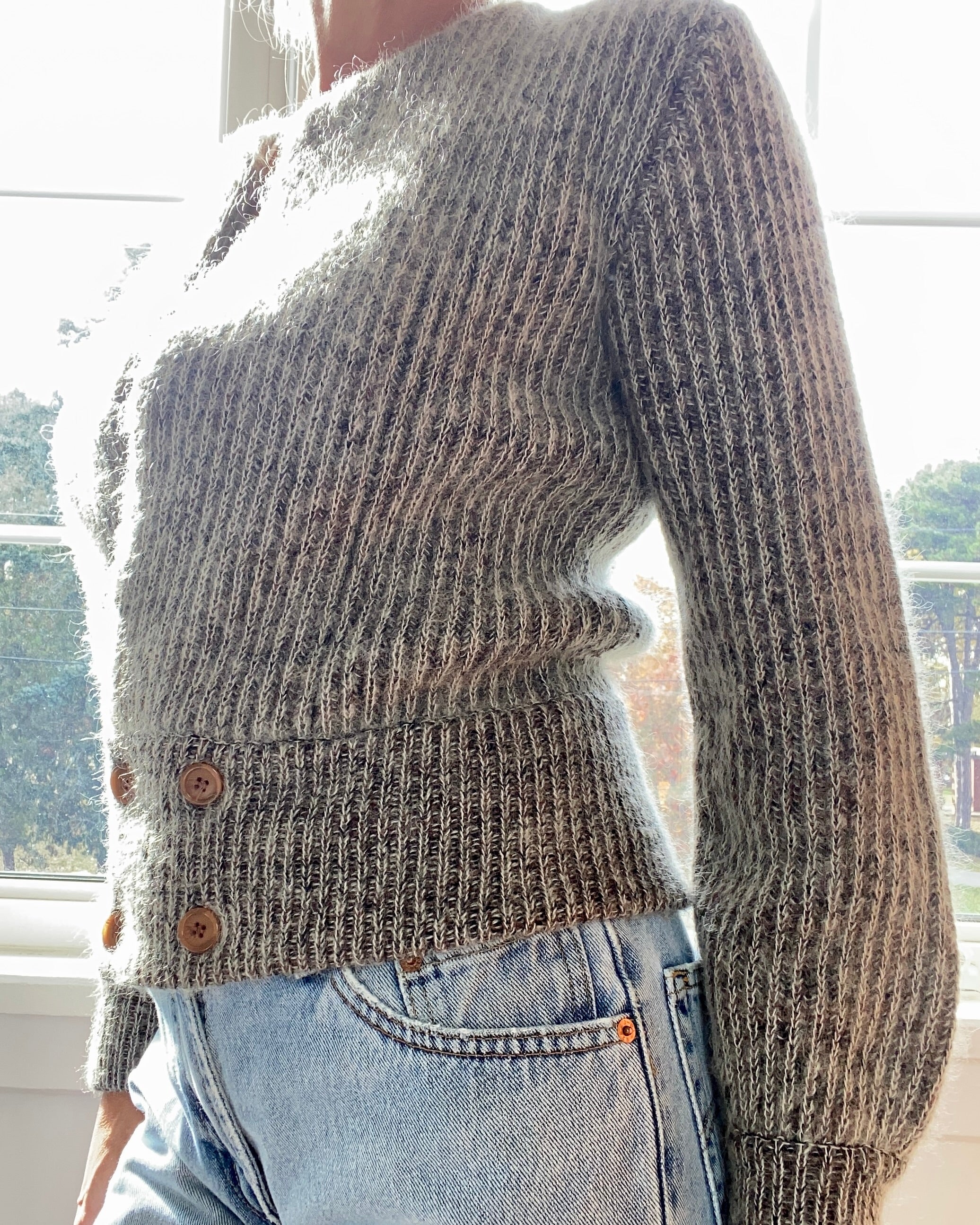 Vintage Rib Mohair Rib Melange Jacket Cardigan Sweater