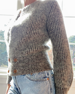 Vintage Rib Mohair Rib Melange Jacket Cardigan Sweater