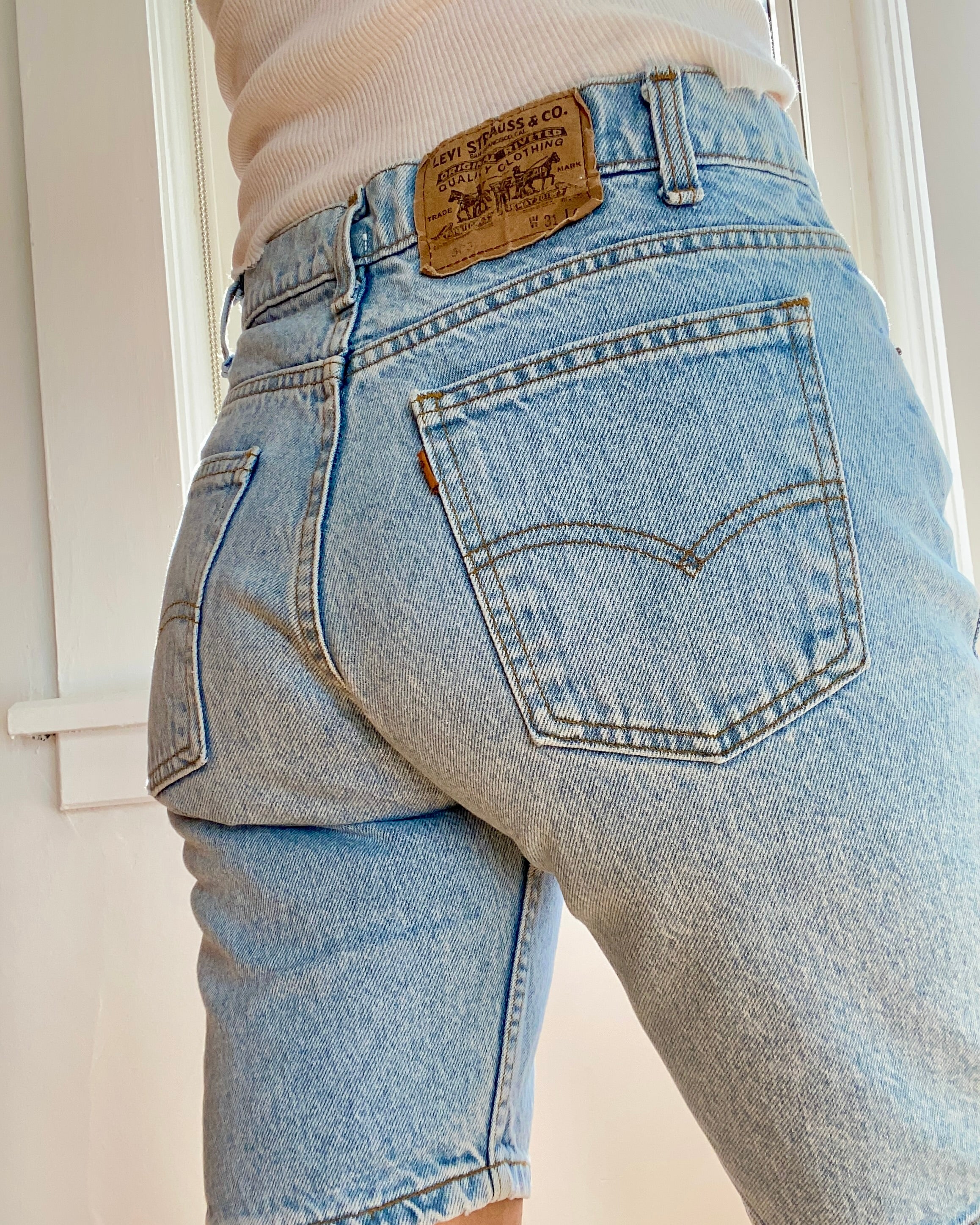 Vintage Levis Orange Tab Shorts Light Wash Size 29