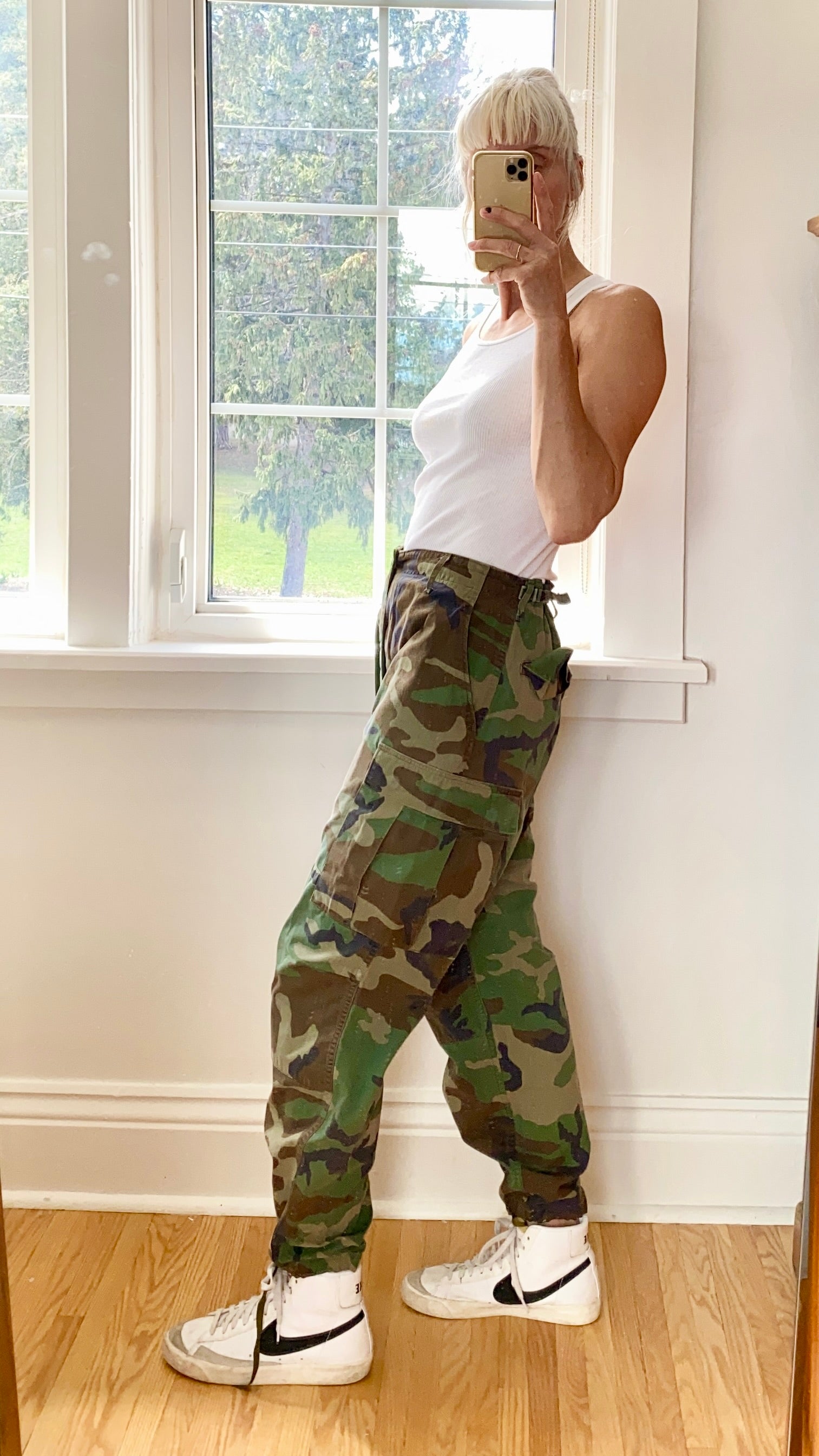 Vintage US Army Military Woodland Camouflage Cargo Pants Size 31