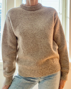 VINTAGE LLBEAN Oatmeal Melange Wool Crew Neck Sweater