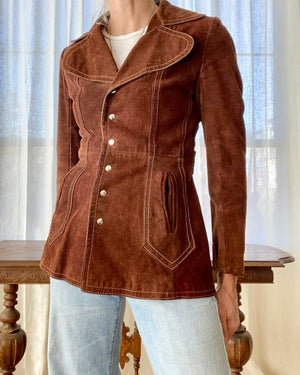 Vintage 1960s Janice Rust Suede Snap Blazer Jacket