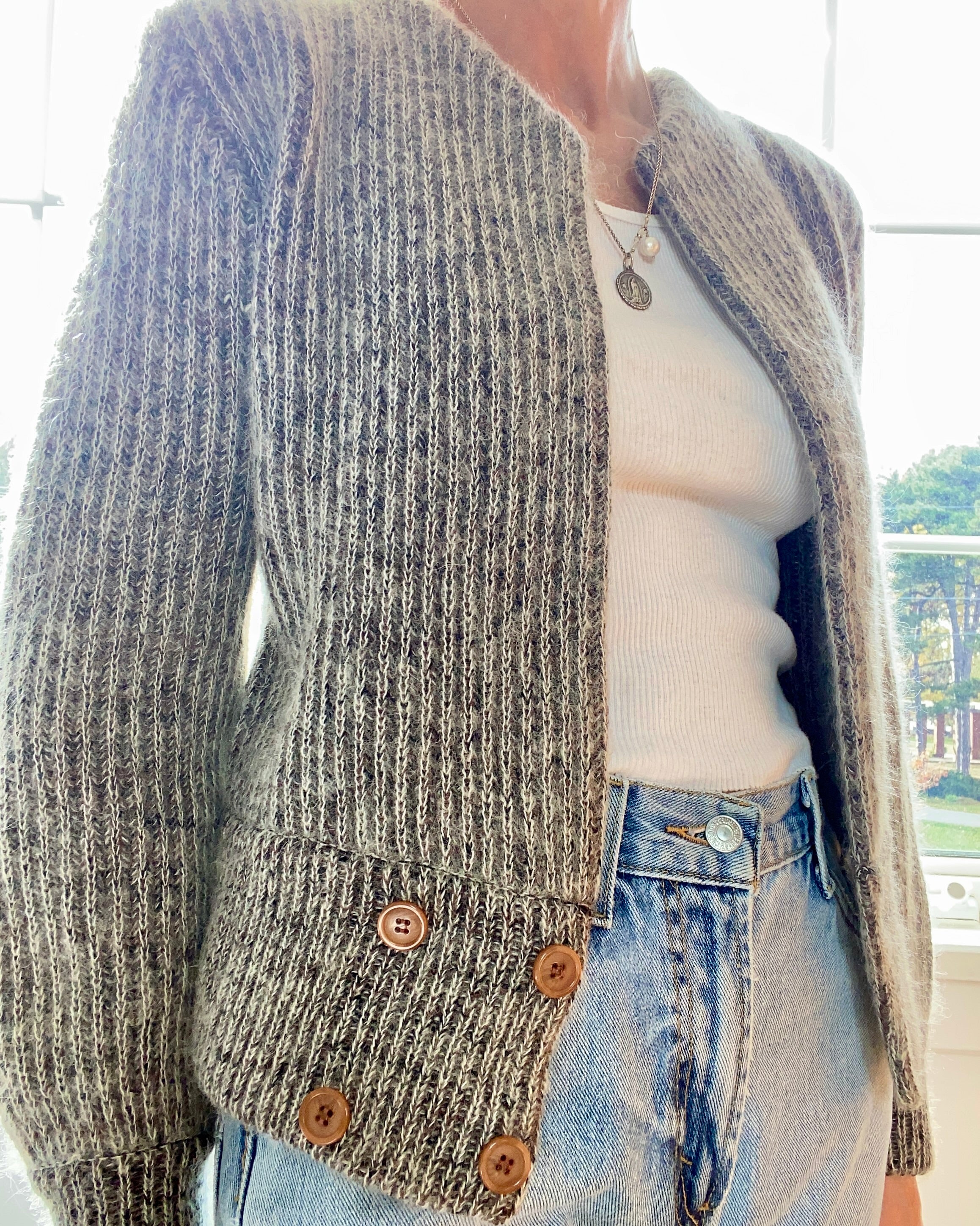 Vintage Rib Mohair Rib Melange Jacket Cardigan Sweater