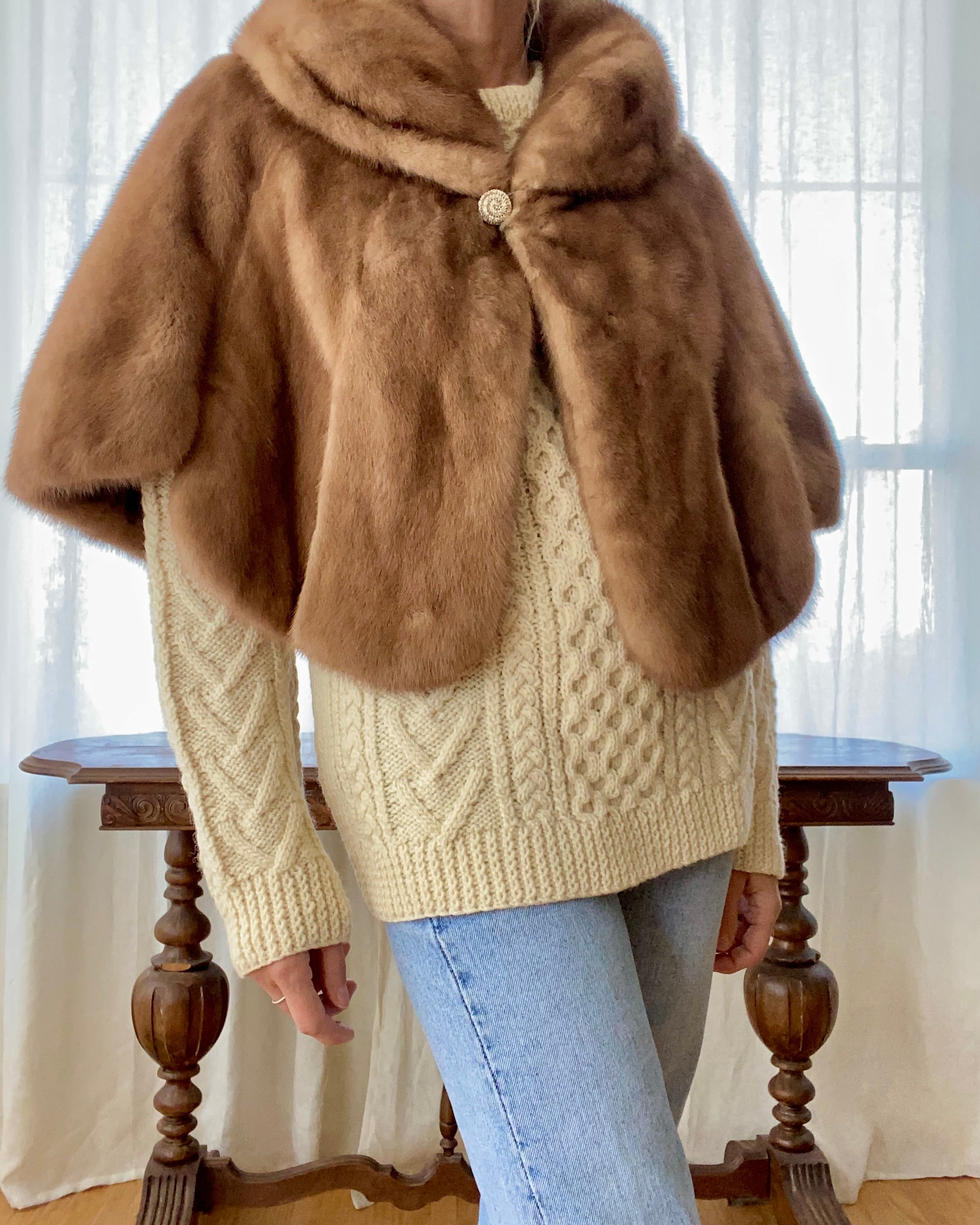 Vintage Blonde Mink Shawl Stole Cape Jacket