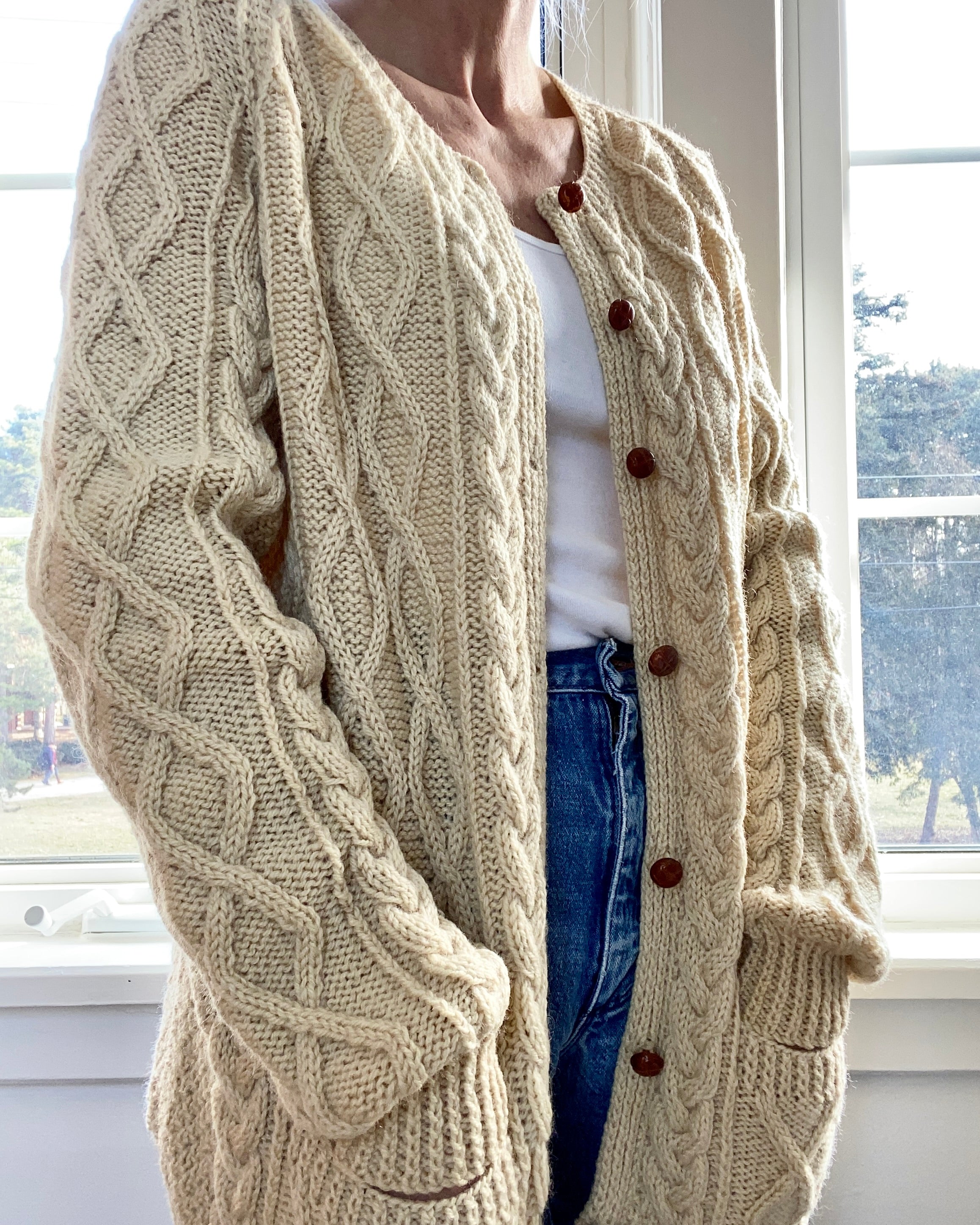 VINTAGE Fisherman Cable Wool Cardigan