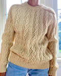 Vintage Handknit Cream Fisherman Pointelle Cable Sweater