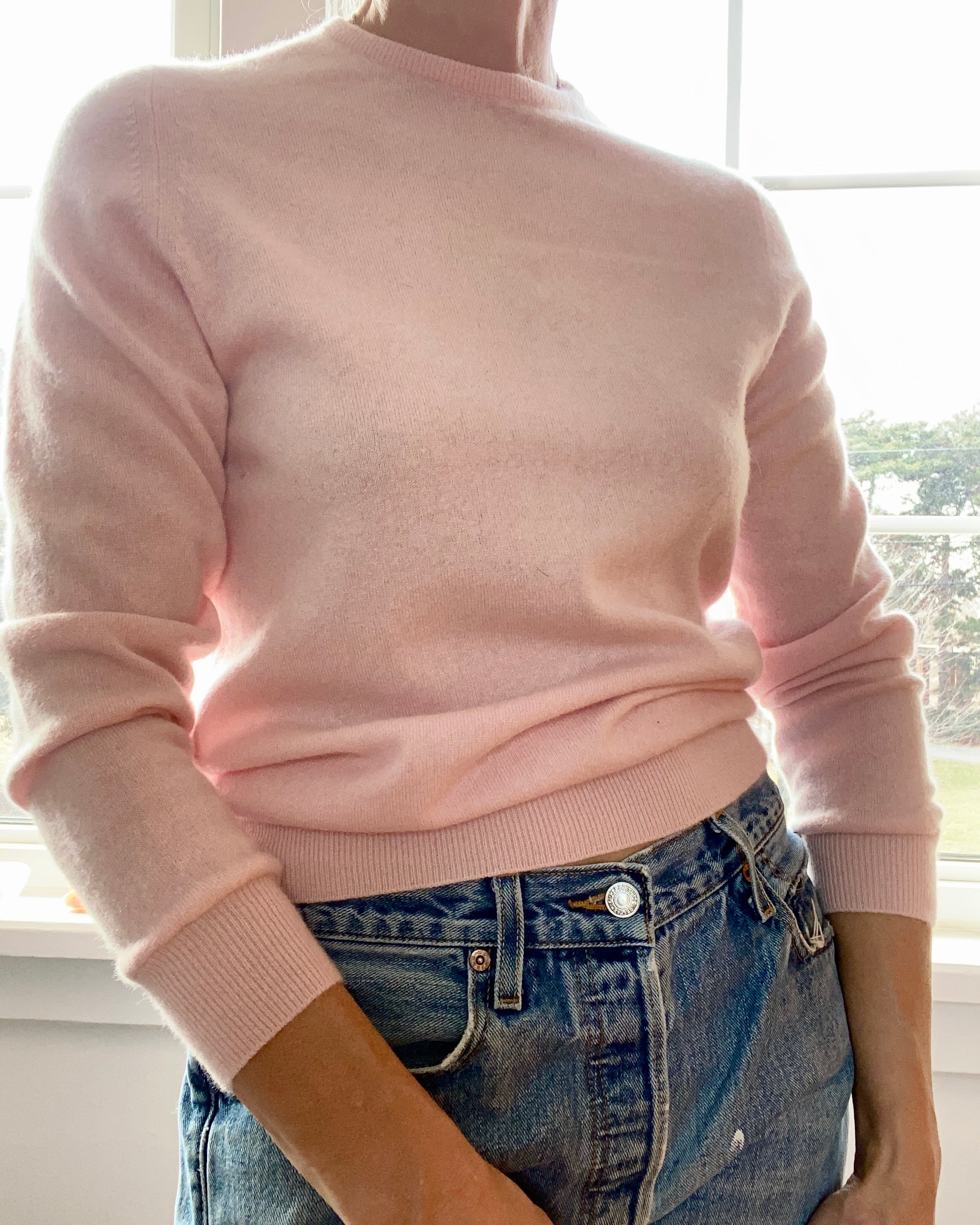Vintage BALLANTYNE Pink Cashmere Sweater made in Scotland