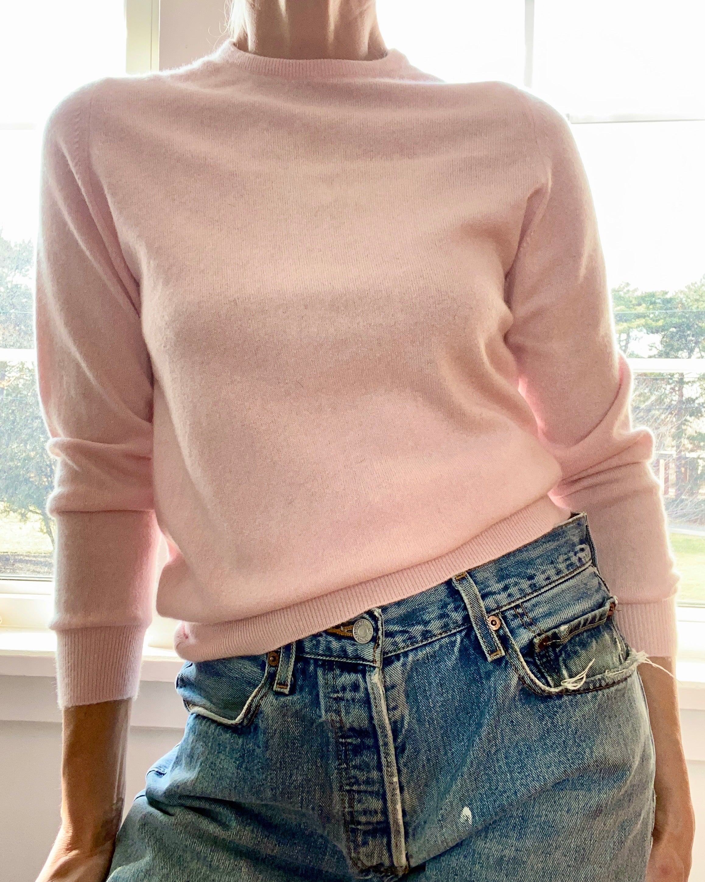 Vintage BALLANTYNE Pink Cashmere Sweater made in Scotland