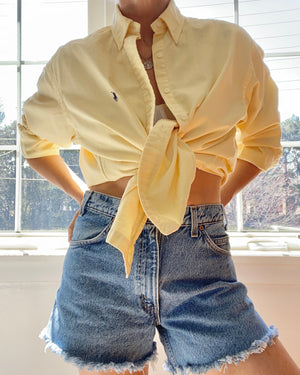 Vintage Ralph Lauren Mens Flannel Oxford Twill Yellow Shirt
