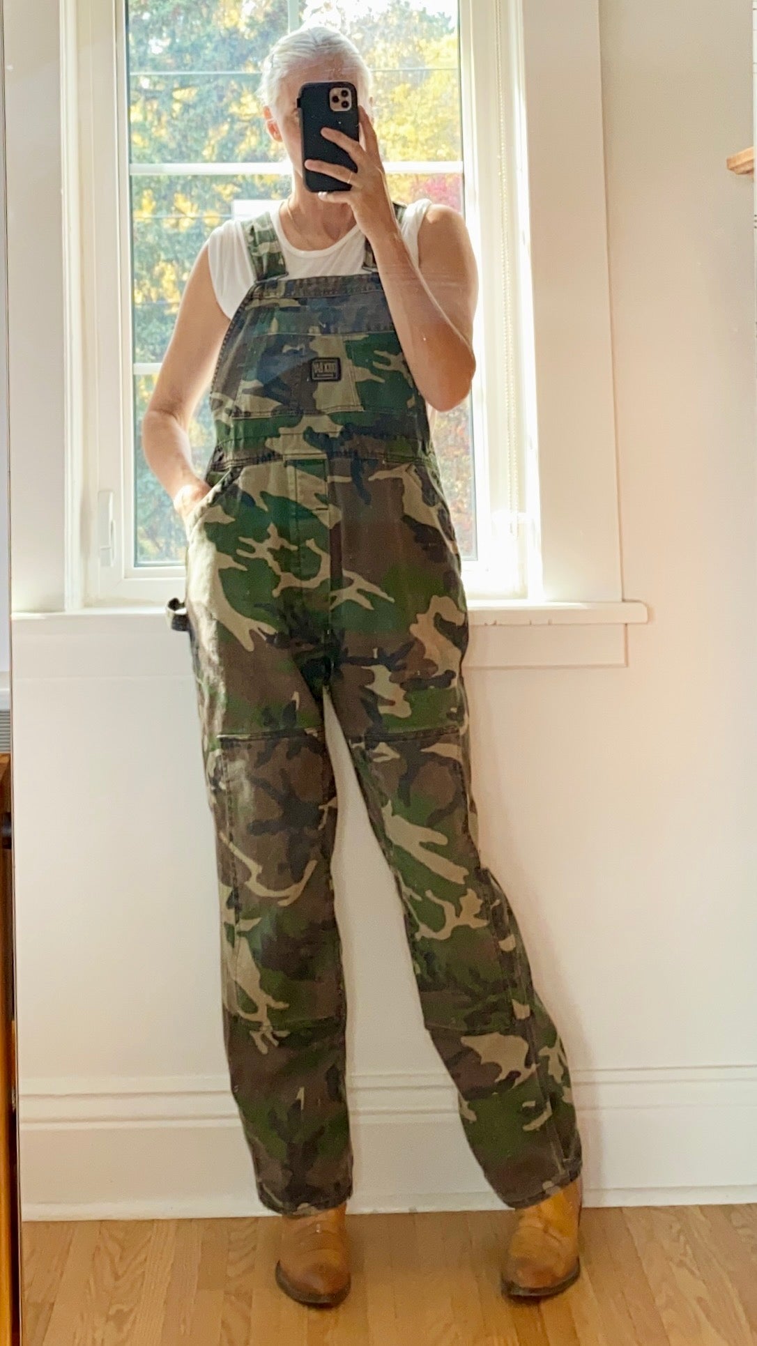 Vintage Camouflage Canvas Twill Carpenter Overalls M or L