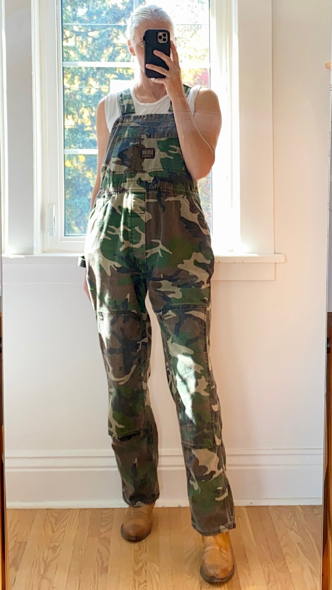Vintage Camouflage Canvas Twill Carpenter Overalls M or L