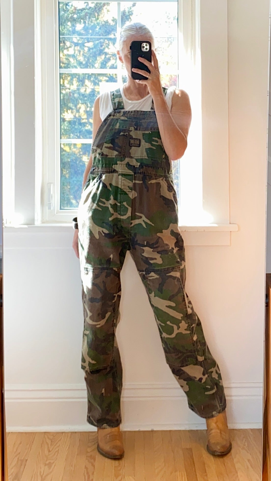 Vintage Camouflage Canvas Twill Carpenter Overalls M or L