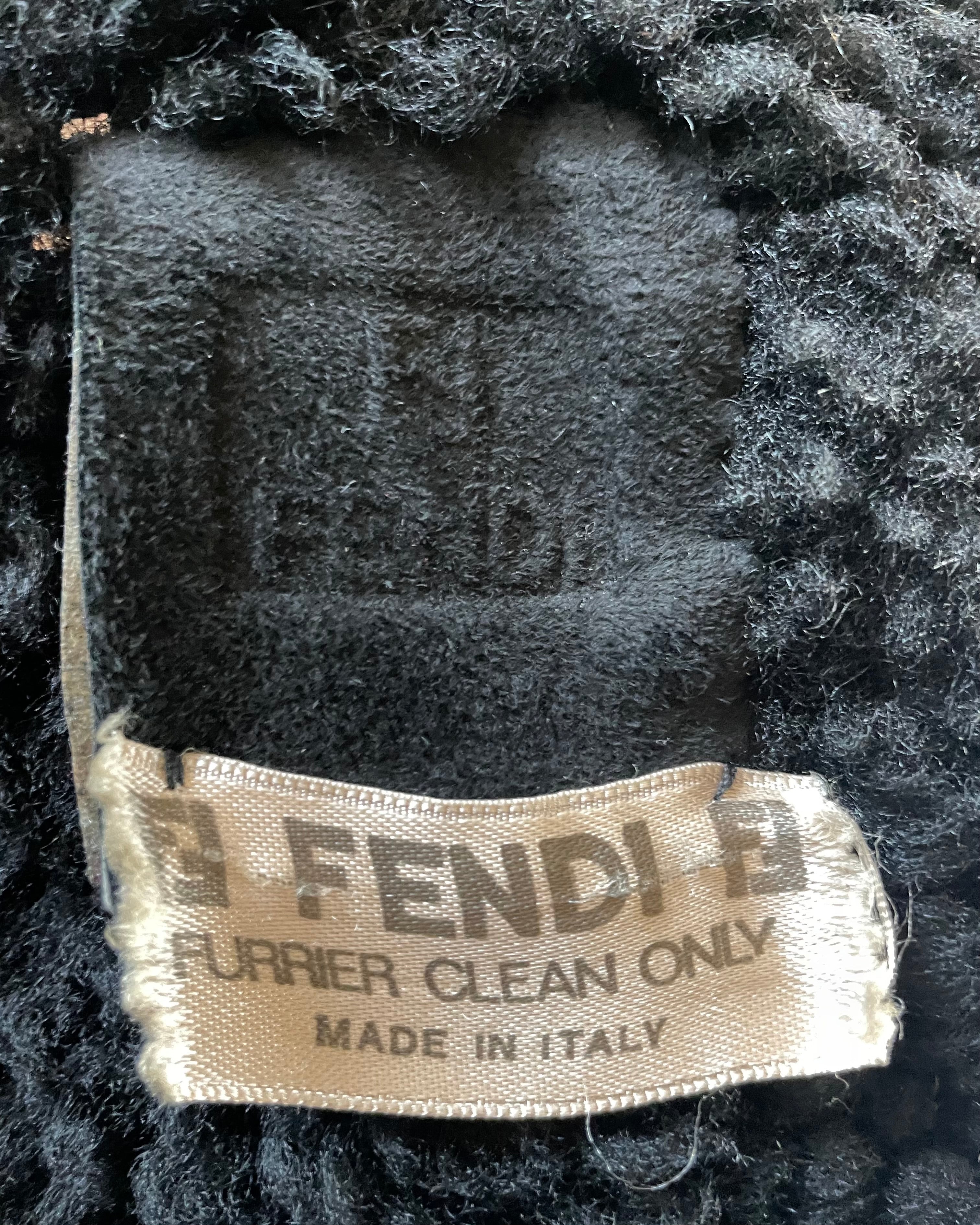 Vintage FENDI by Karl Lagerfeld Perforated Shearling Coat L