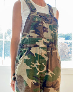 Vintage Camouflage Canvas Twill Carpenter Overalls M or L
