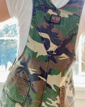 Vintage Camouflage Canvas Twill Carpenter Overalls M or L