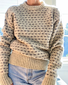 Vintage Classic Birdeye Oatmeal and Navy Oversize Sweater