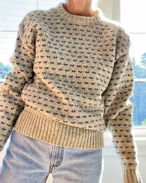 Vintage Classic Birdeye Oatmeal and Navy Oversize Sweater