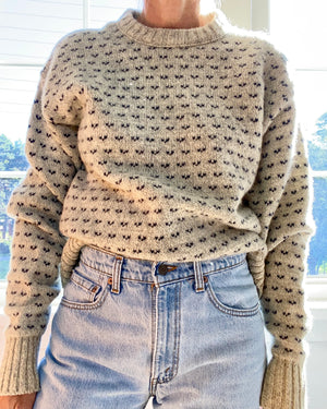 Vintage Classic Birdeye Oatmeal and Navy Oversize Sweater