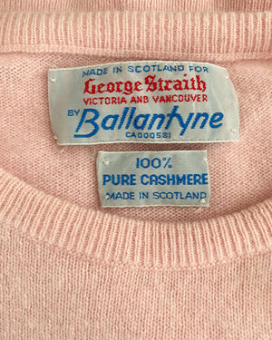 Vintage BALLANTYNE Pink Cashmere Sweater made in Scotland