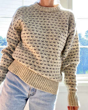 Vintage Classic Birdeye Oatmeal and Navy Oversize Sweater