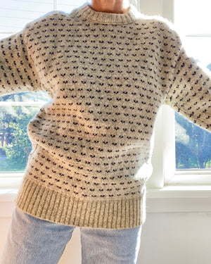 Vintage Classic Birdeye Oatmeal and Navy Oversize Sweater