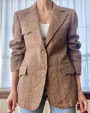 Vintage 1950s Brown Wool Tweed Blazer Jacket