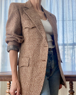 Vintage 1950s Brown Wool Tweed Blazer Jacket