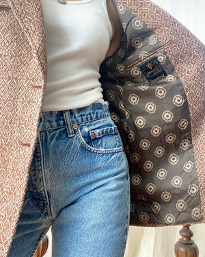 Vintage 1950s Brown Wool Tweed Blazer Jacket