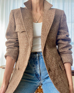 Vintage 1950s Brown Wool Tweed Blazer Jacket