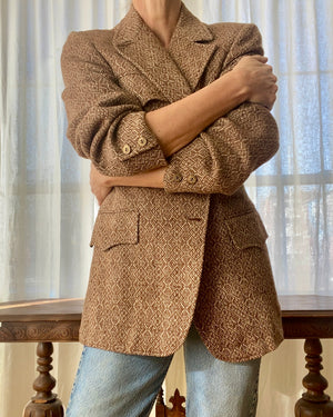Vintage 1950s Brown Wool Tweed Blazer Jacket