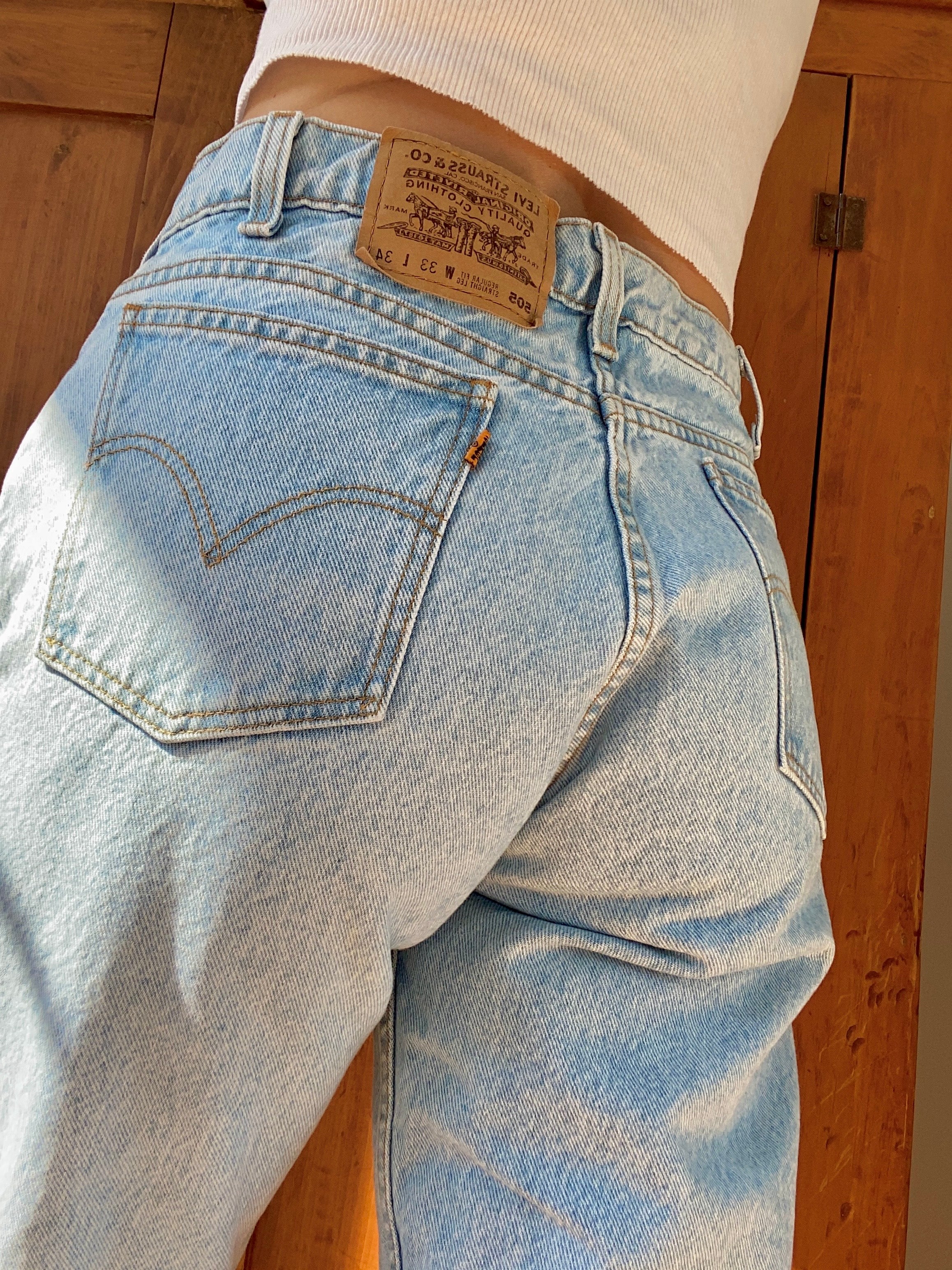 Vintage Levis 505 Orange Tab Light Wash size 31 32 USA