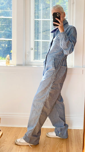 Vintage Big Mac Stripe Herringbone Mechanic Boiler Carpenter Jumpsuit Coveralls 40L USA
