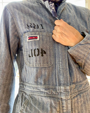 Vintage Big Mac Stripe Herringbone Mechanic Boiler Carpenter Jumpsuit Coveralls 40L USA