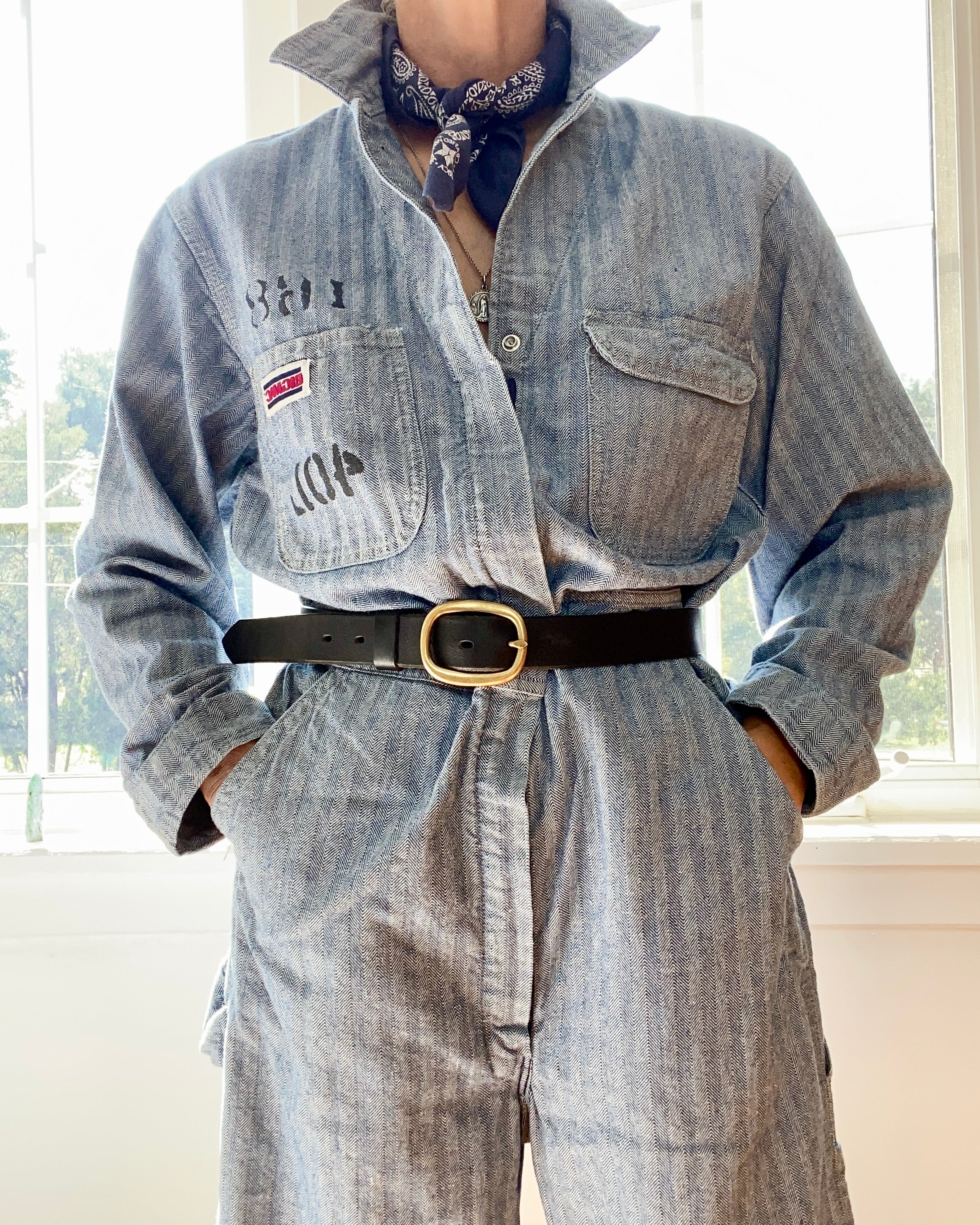 Vintage Big Mac Stripe Herringbone Mechanic Boiler Carpenter Jumpsuit Coveralls 40L USA