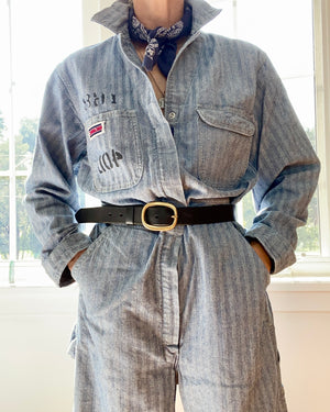 Vintage Big Mac Stripe Herringbone Mechanic Boiler Carpenter Jumpsuit Coveralls 40L USA