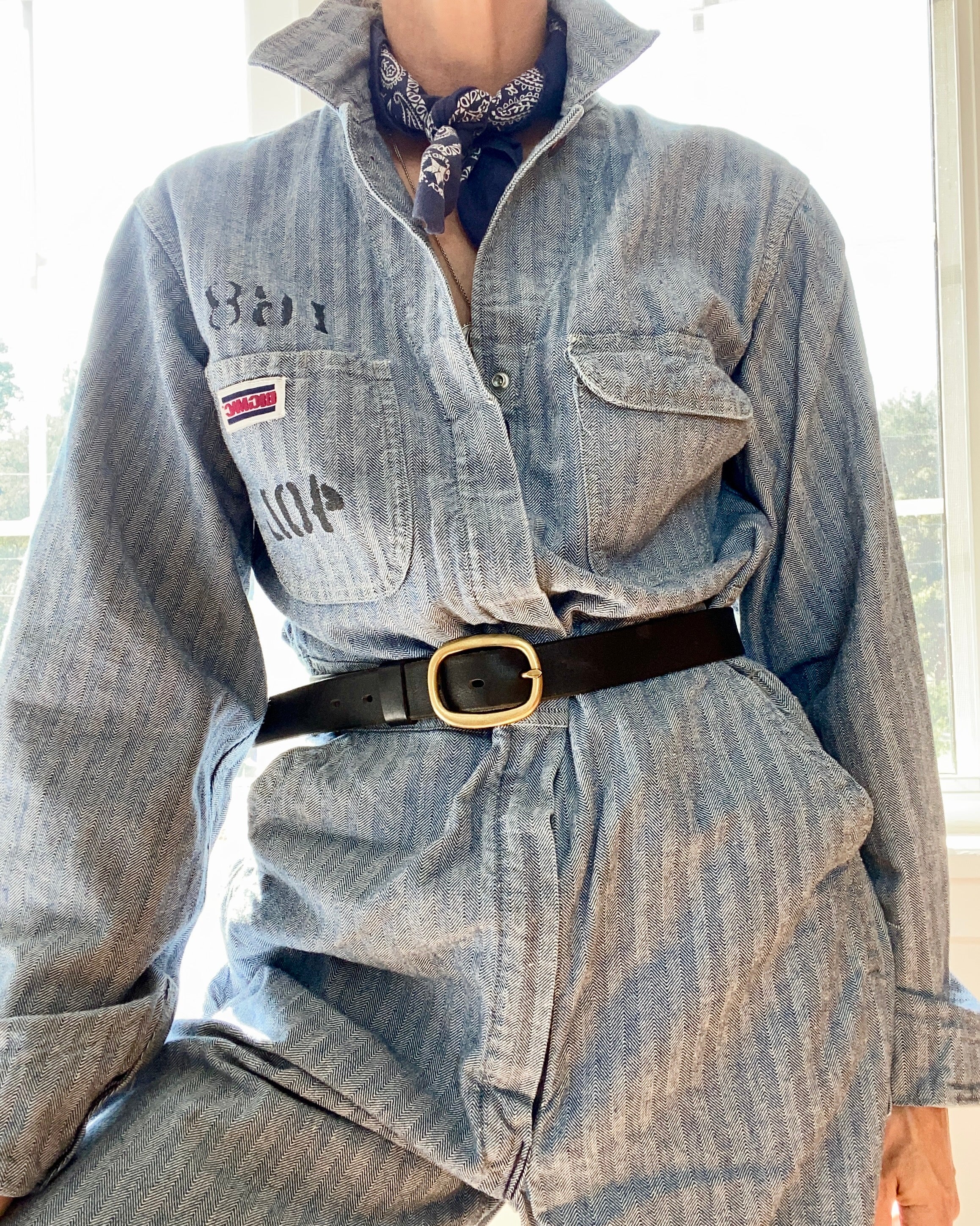 Vintage Big Mac Stripe Herringbone Mechanic Boiler Carpenter Jumpsuit Coveralls 40L USA