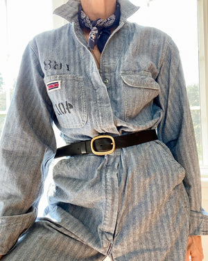 Vintage Big Mac Stripe Herringbone Mechanic Boiler Carpenter Jumpsuit Coveralls 40L USA