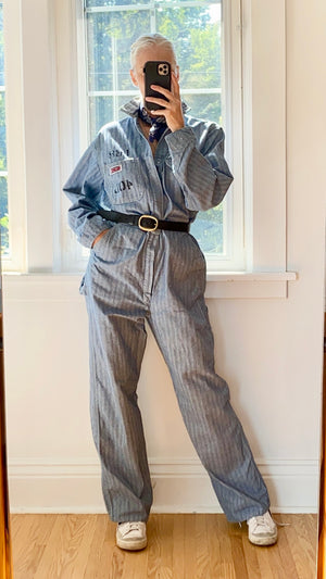 Vintage Big Mac Stripe Herringbone Mechanic Boiler Carpenter Jumpsuit Coveralls 40L USA